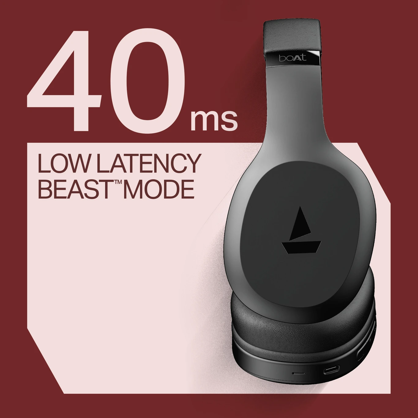 BoAt Rockerz Style Wireless Bluetooth Over-Ear Headphones – Long Battery, Deep Bass & Low Latency (Black)