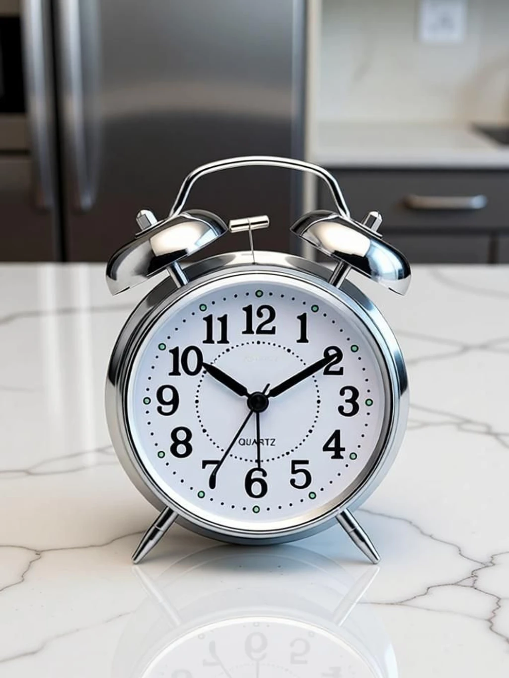 Sawanlal Vintage Twin Bell Analog Alarm Clock – Metal Table Top Loud Alarm Clock for Bedroom, Study & Office (Silver)